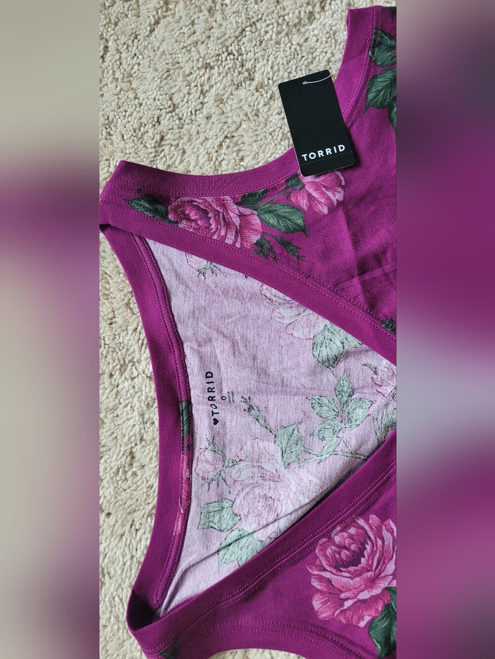 Torrid Girlfriend Floral Tank Top, NWT, Cotton, Size 0x - Picture 5 of 5